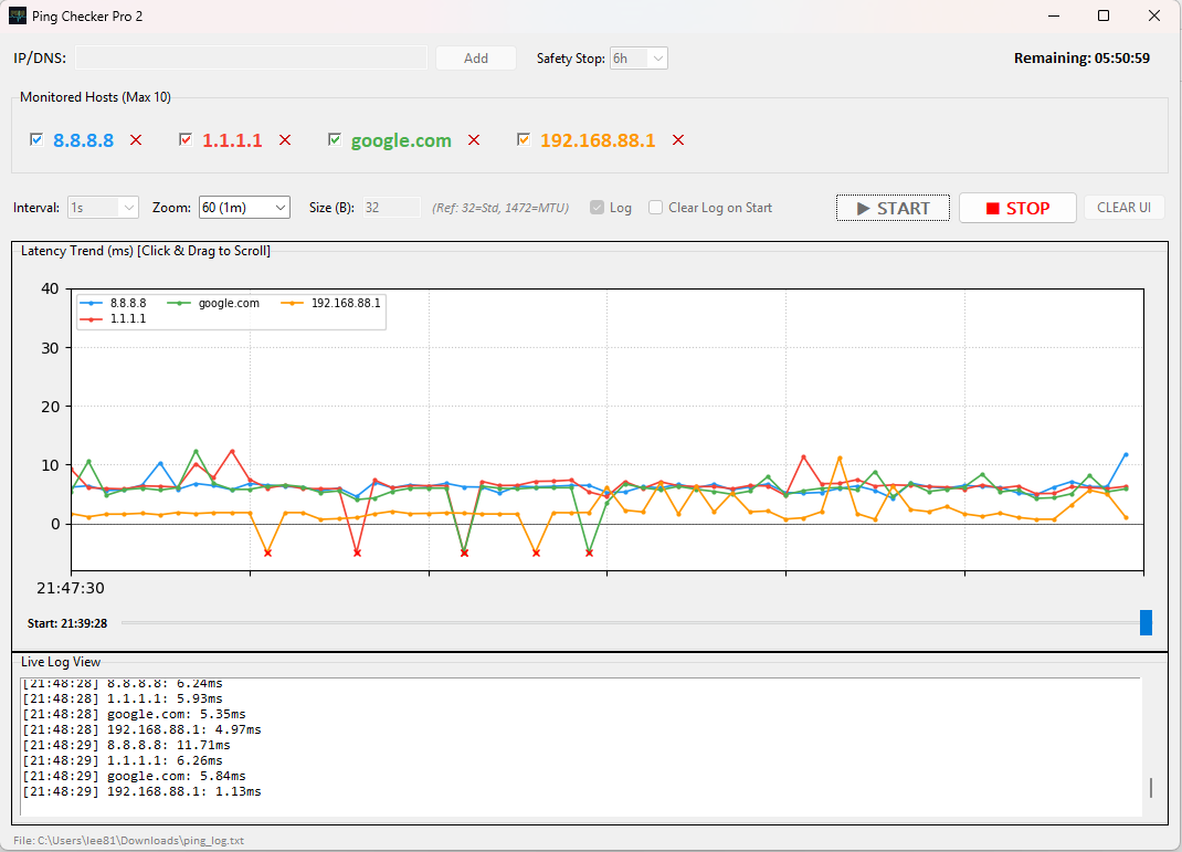 Ping Checker Pro Gold Edition Interface